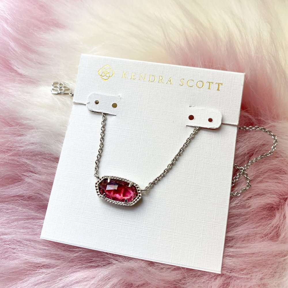 Kendra Scott Silver Elisa berry red glass Necklace
